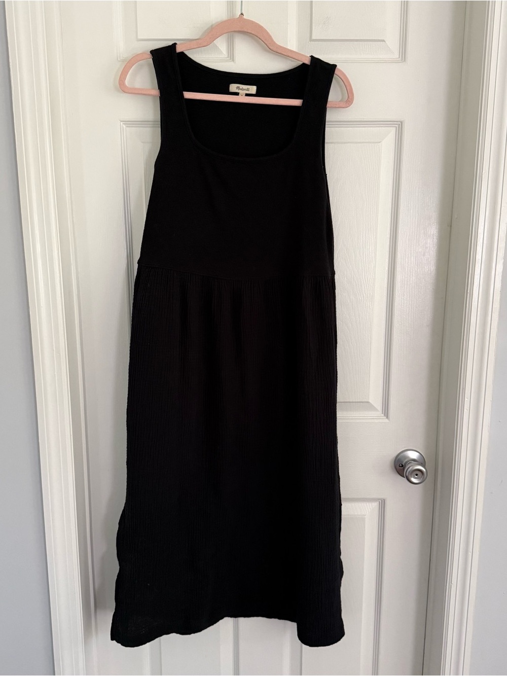 Madewell Black Sleeveless Midi Tank Dress with Slits on the Side M